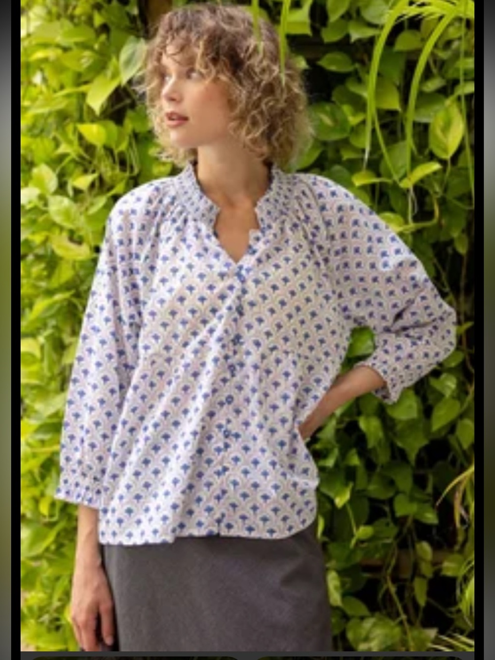 Gudrun Sjoden large leela organic cotton smoked blouse.